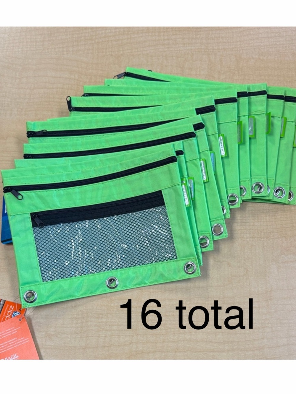 Green Zippered Pencil Pouches